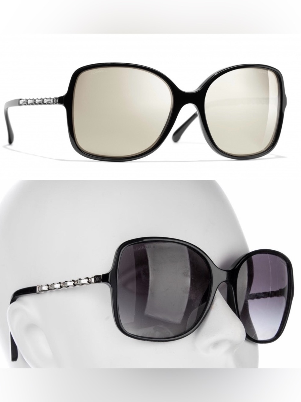 Vintage Authentic Chanel Black Square Sunglasses 5210-Q c.501/T7